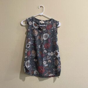 Gray Floral Blouse